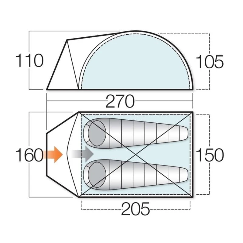 Vango Alpha 250 / 2 Persoons Tent - Blauw 2 Vango Alpha 250 / 2 Persoons Tent - Blauw - Afbeelding 2