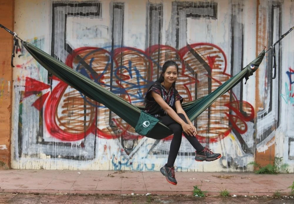 Ticket To The Moon Original Double Hangmat Donkergroen 4 Ticket To The Moon Original Double Hangmat Donkergroen - Afbeelding 4