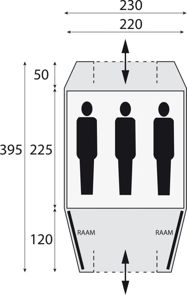 Safarica Kenia 230 - 3 Persoons Tent Grijs 2 Safarica Kenia 230 - 3 Persoons Tent Grijs - Afbeelding 2