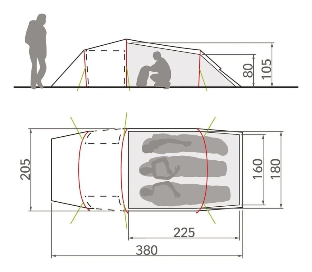 Vaude Arco XT 3P / 3 Persoons Tent Rood 4 Vaude Arco XT 3P / 3 Persoons Tent Rood - Afbeelding 4
