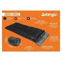 Vango Ember Single Deken Slaapzak Synthetisch Zwart -Outdoor Camping Selecteer Winkels 96980 vango ember single deken slaapzak
